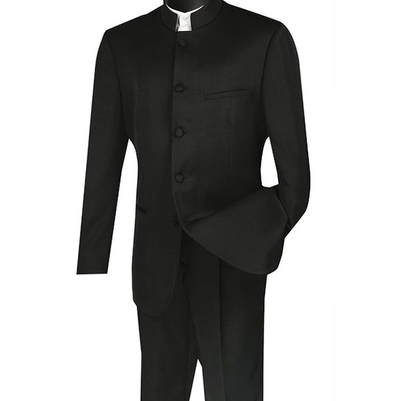 Elegante Gentiluomo Other - Sharp Black Mandarin Collar Nehru Suit